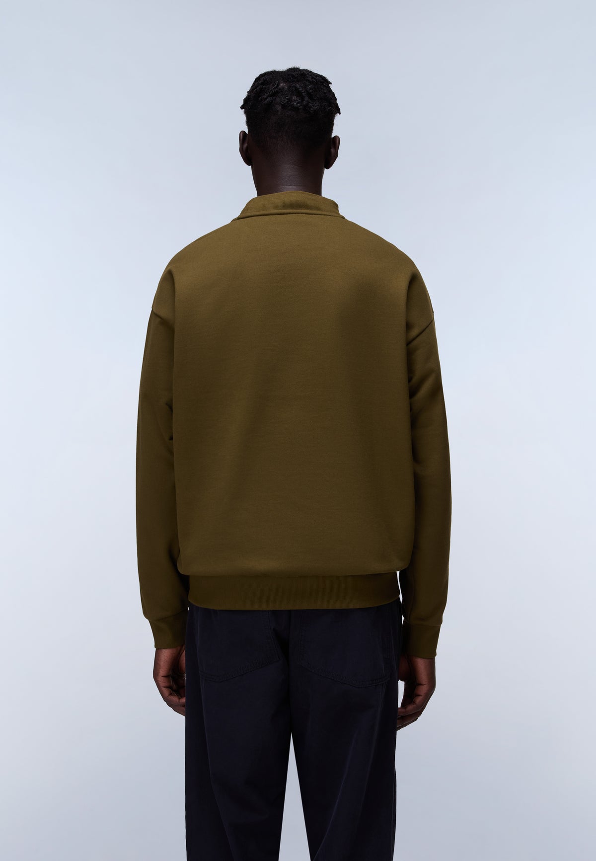 French Terry Sweatshirt Elevated Logo Dunkles Oliv - 4