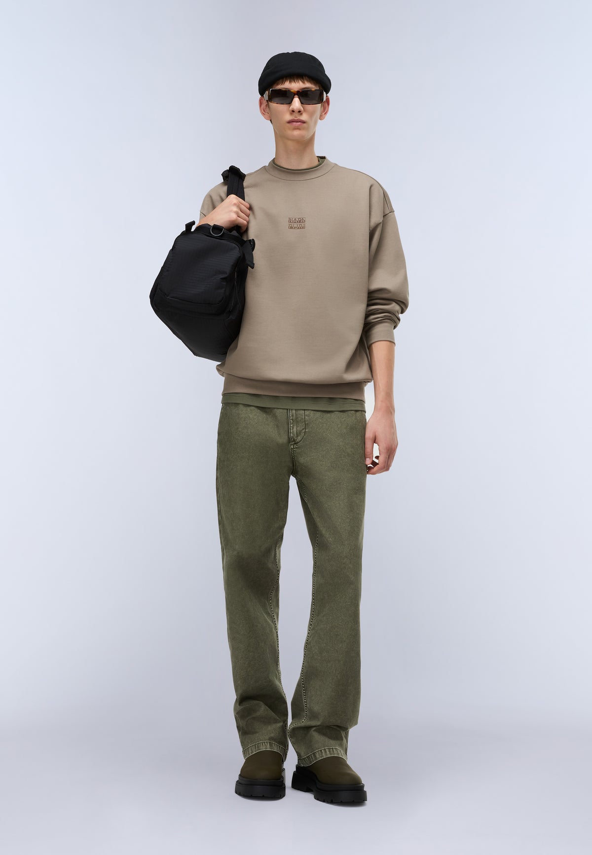 Elevated Logo French Terry Sweatshirt Beige - 3
