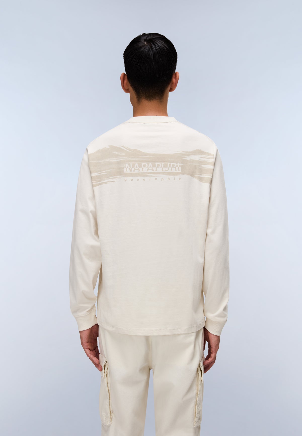 Camiseta de Punto de Manga Larga Back Graphic Beige - 4