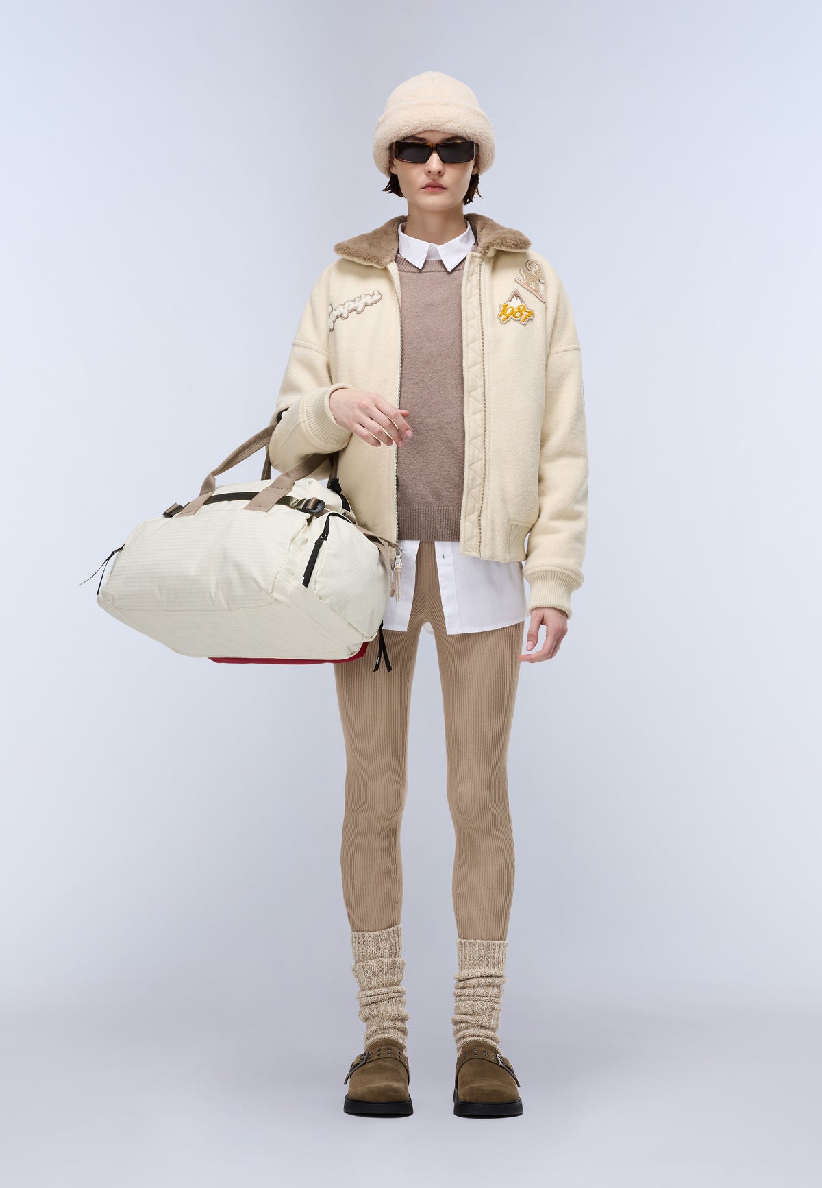 Tovel Wool Bomber Jacket Beige - 2