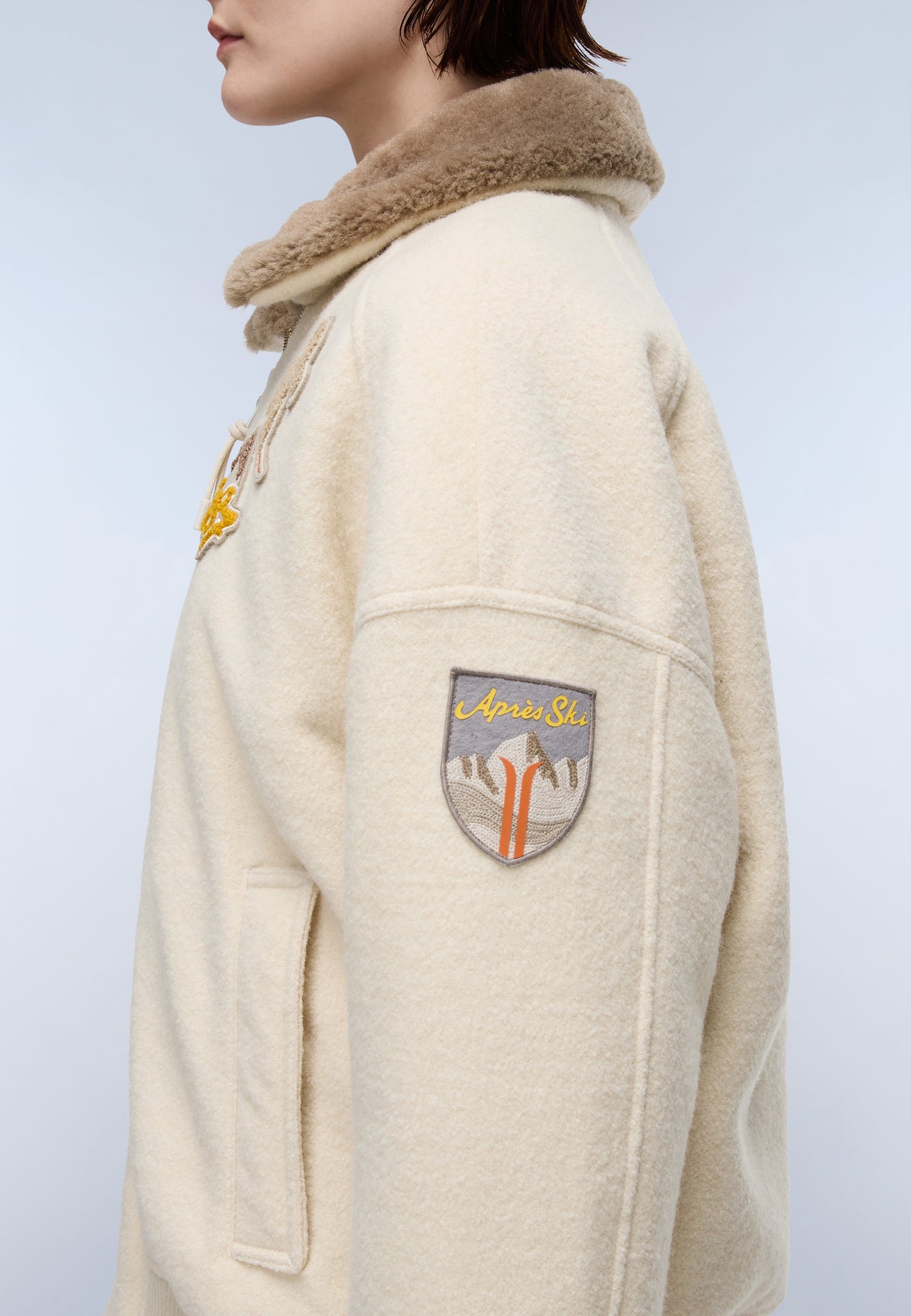 Giacca Bomber Tovel in Lana Beige - 6