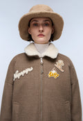 Tovel Wool Bomber Jacket Beige - 1