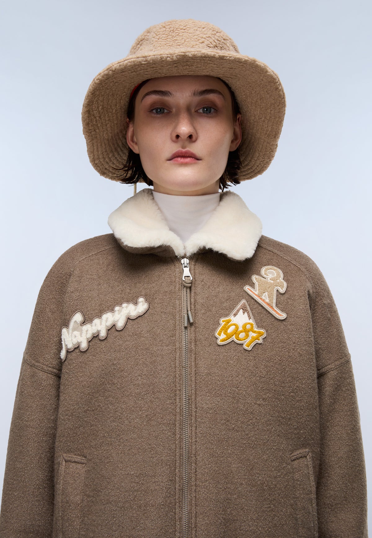 Tovel Wool Bomber Jacket Beige - 1