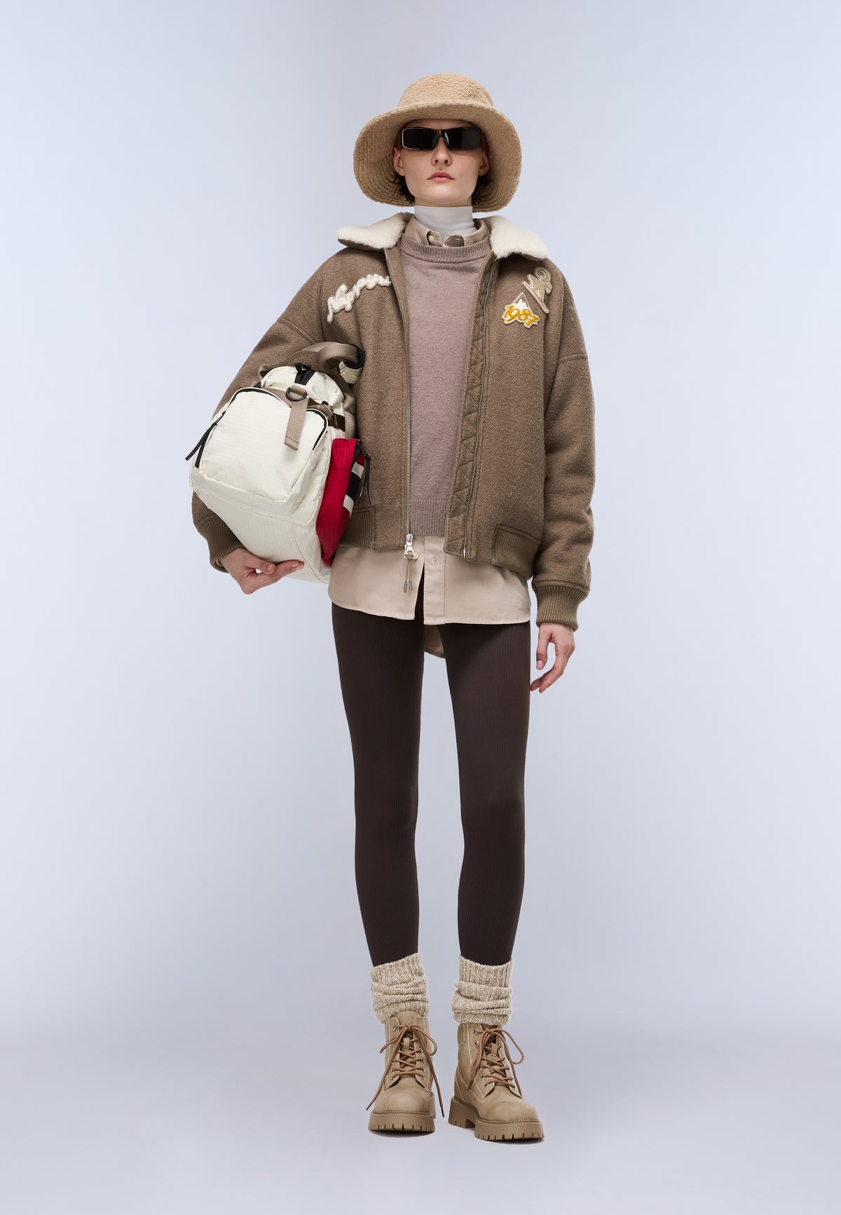 Tovel Wool Bomber Jacket Beige - 2