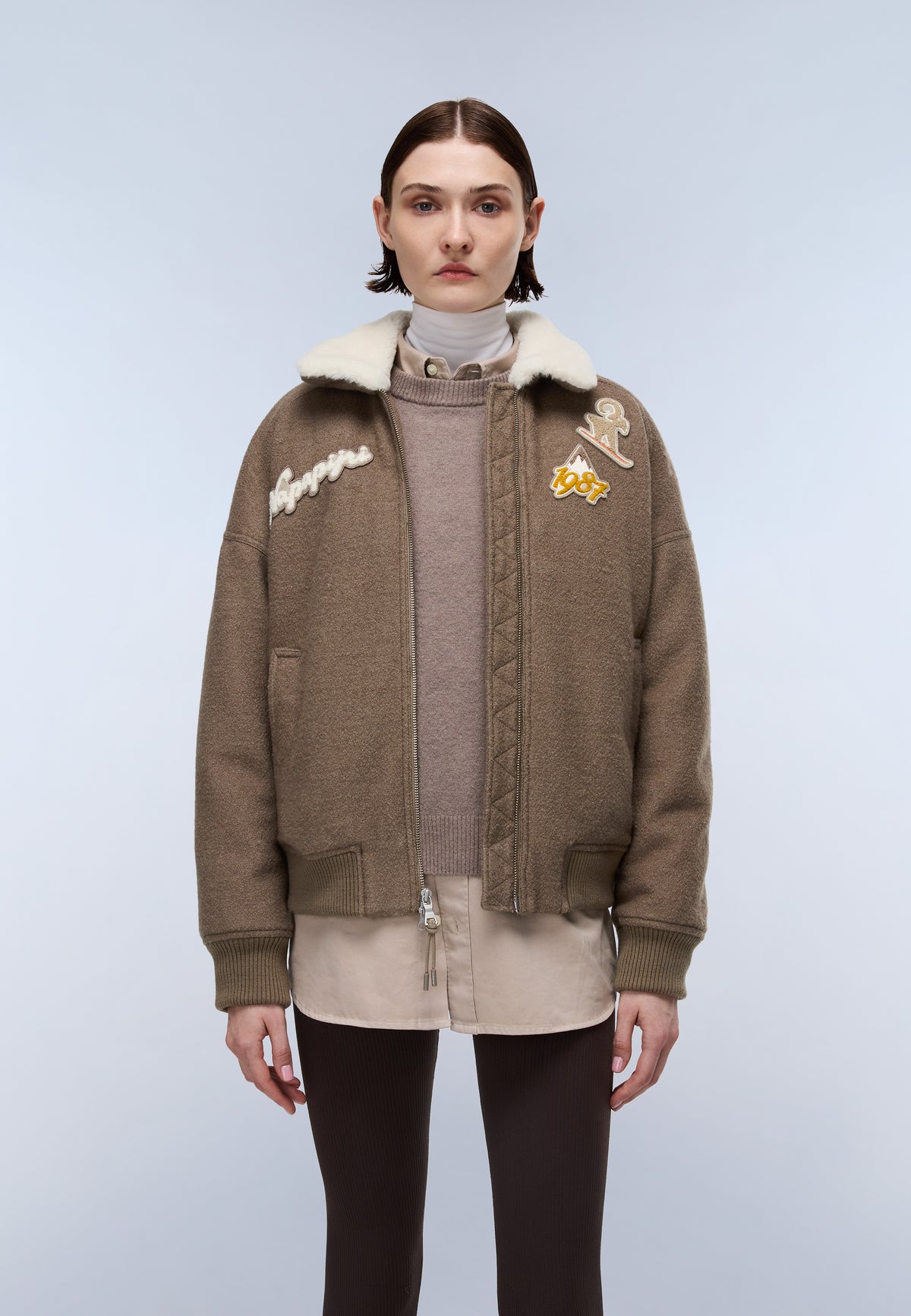 Tovel Wool Bomber Jacket Beige - 3