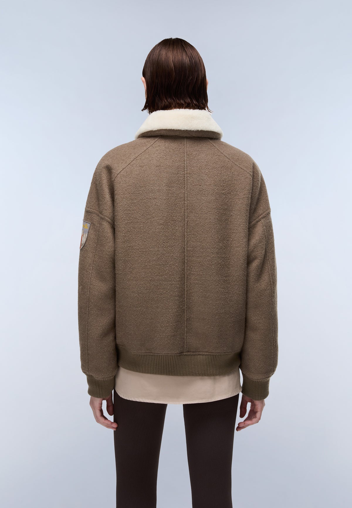 Tovel Wool Bomber Jacket Beige - 5