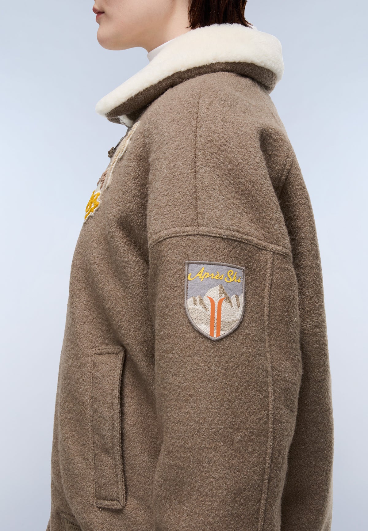 Tovel Wool Bomber Jacket Beige - 7