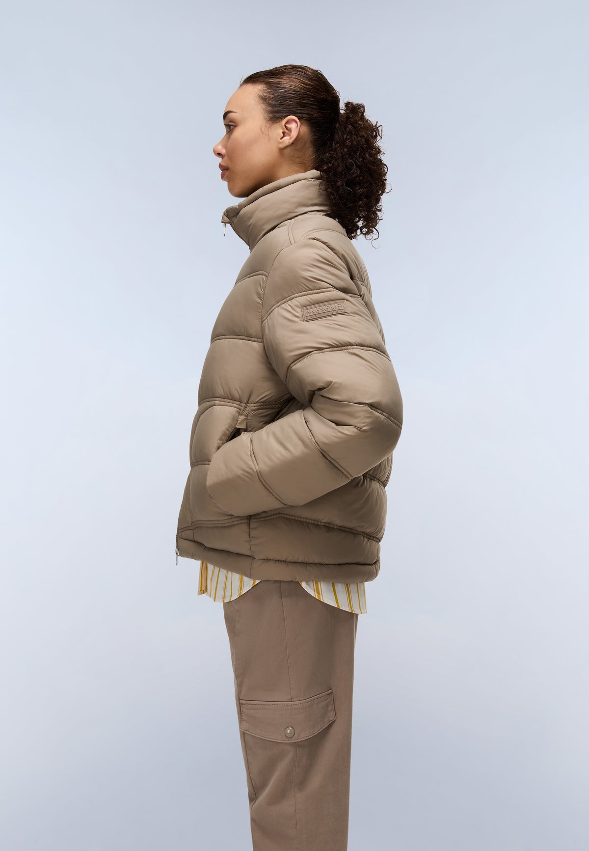 Ega Short Puffer Jacket Beige - 3
