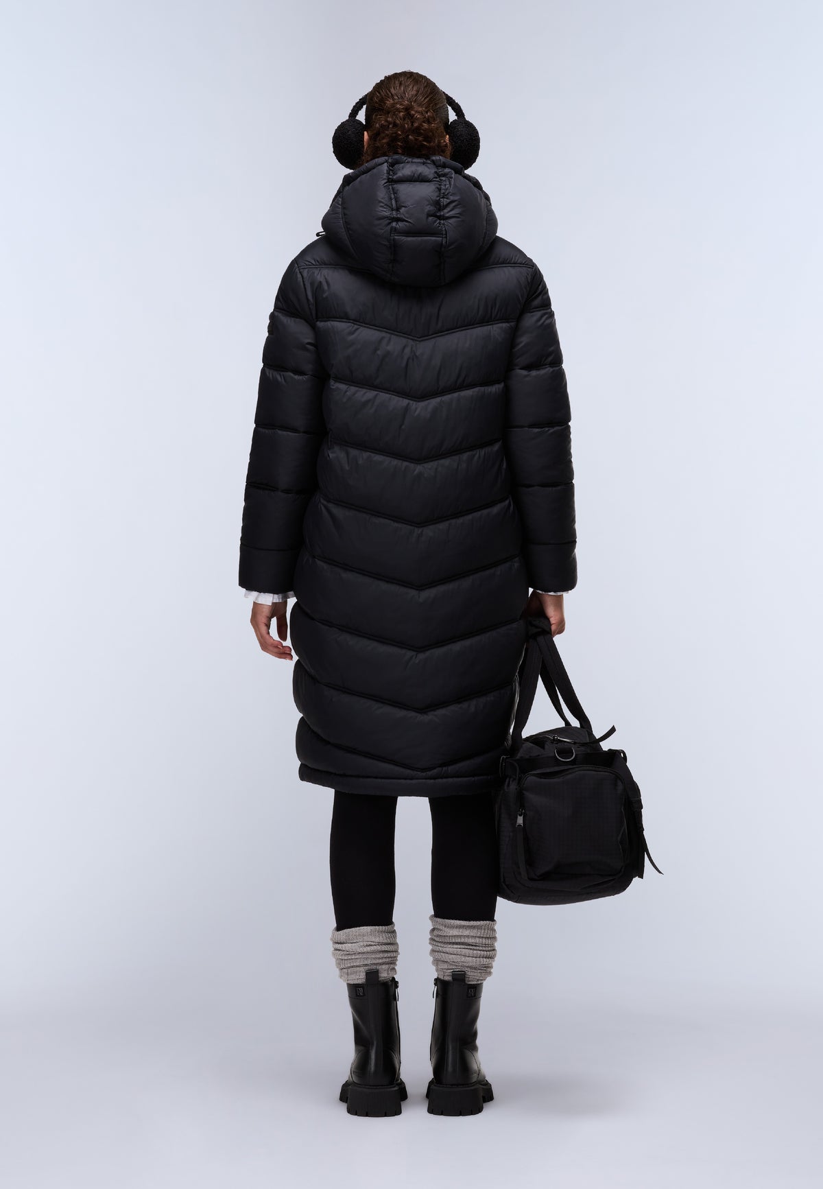 Lange Steppjacke Ega Schwarz - 5