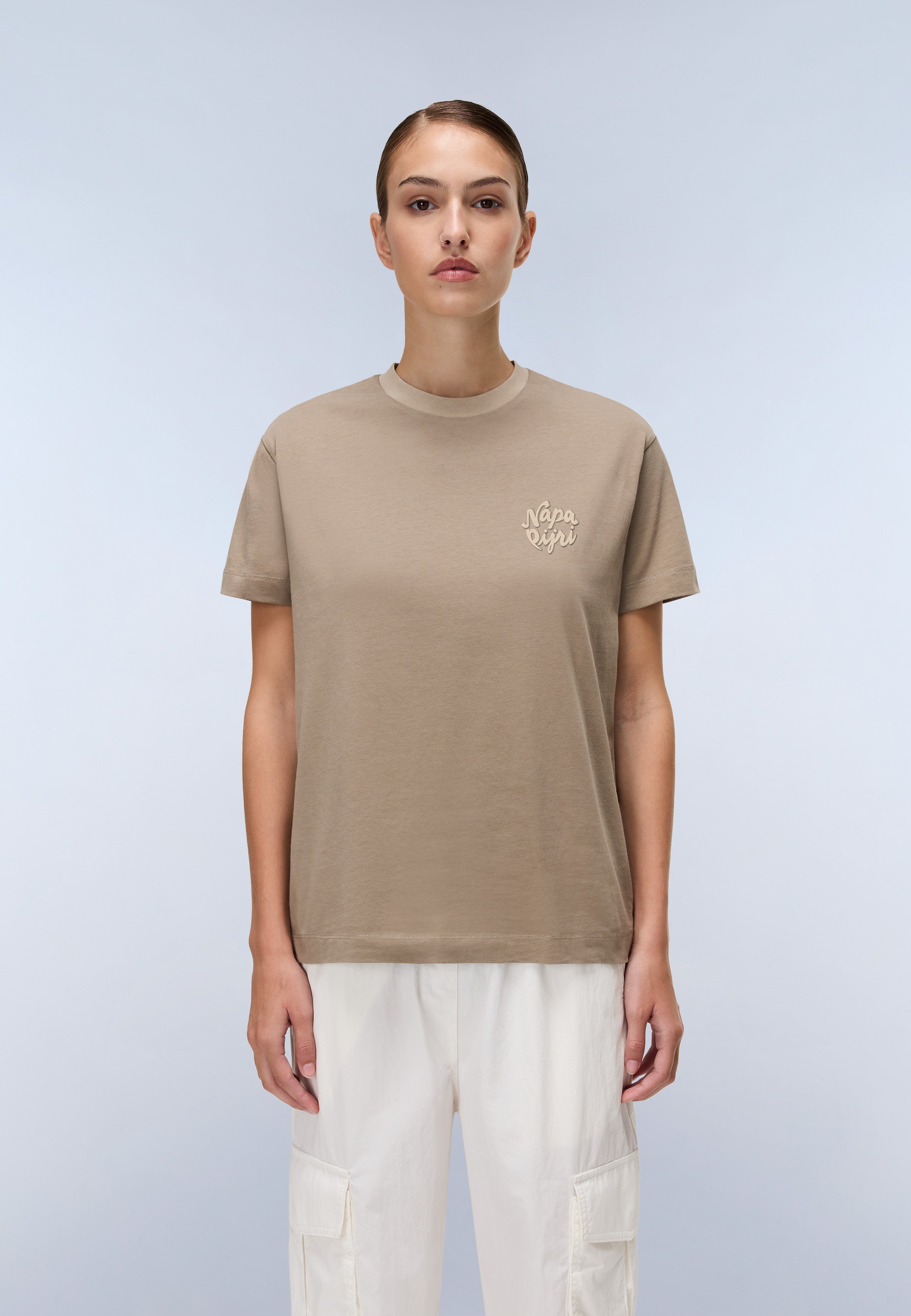 Napapijri Fedaia Jersey Short Sleeve T-Shirt Women Light Brown