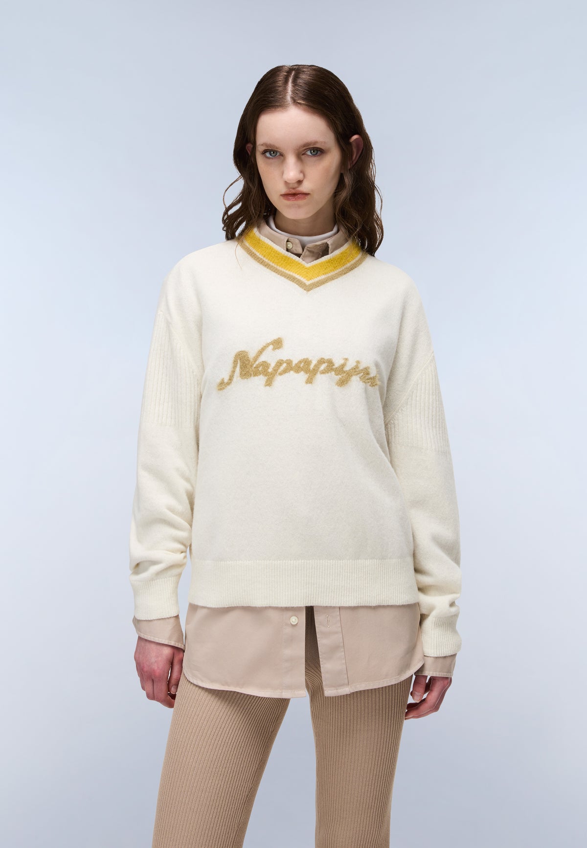 Maglione Malez con Scollo a V Beige - 2