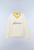 Maglione Malez con Scollo a V Beige - 1