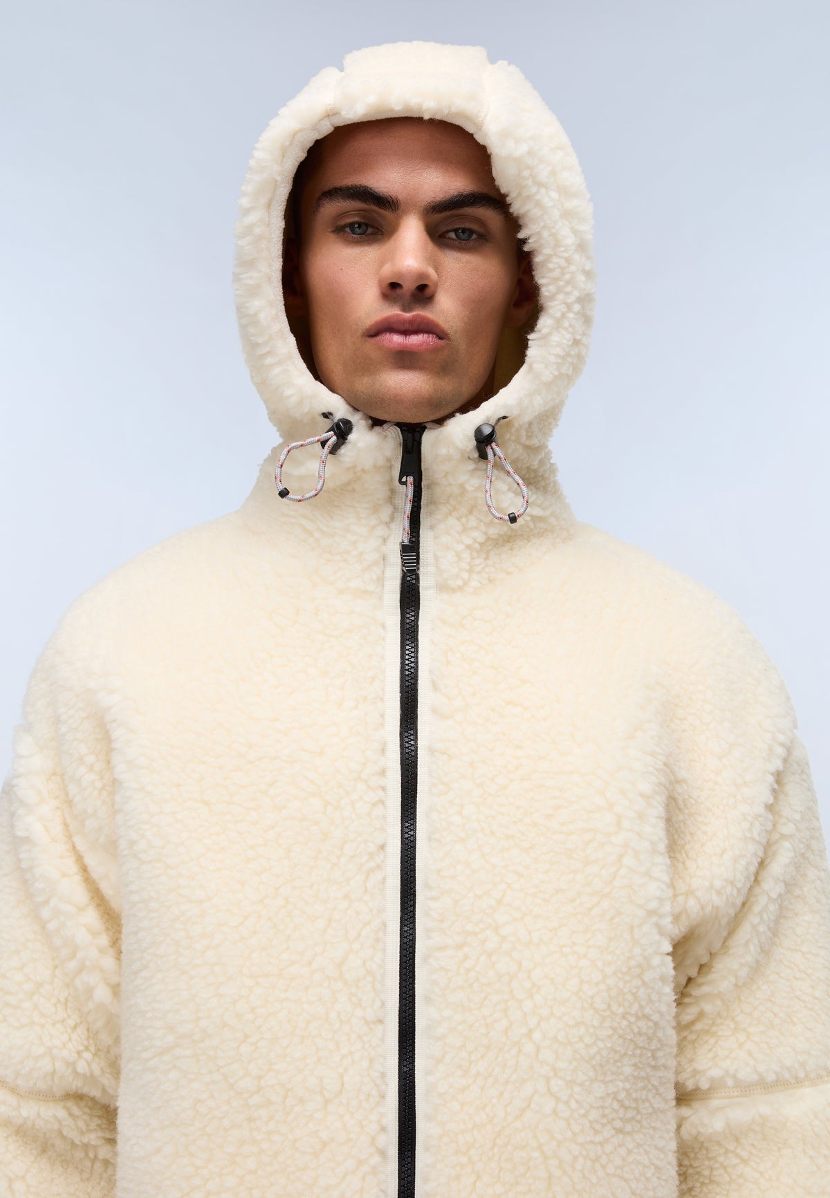 Fleecepullover mit Kapuze und Reißverschluss Tires Beige - 2