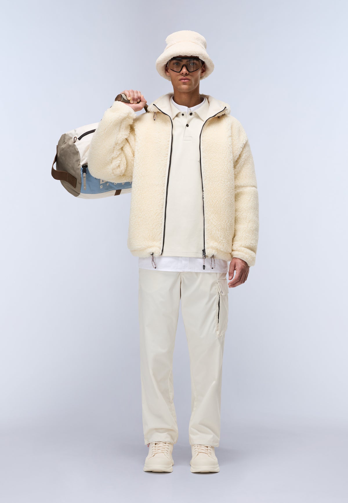 Fleecepullover mit Kapuze und Reißverschluss Tires Beige - 3