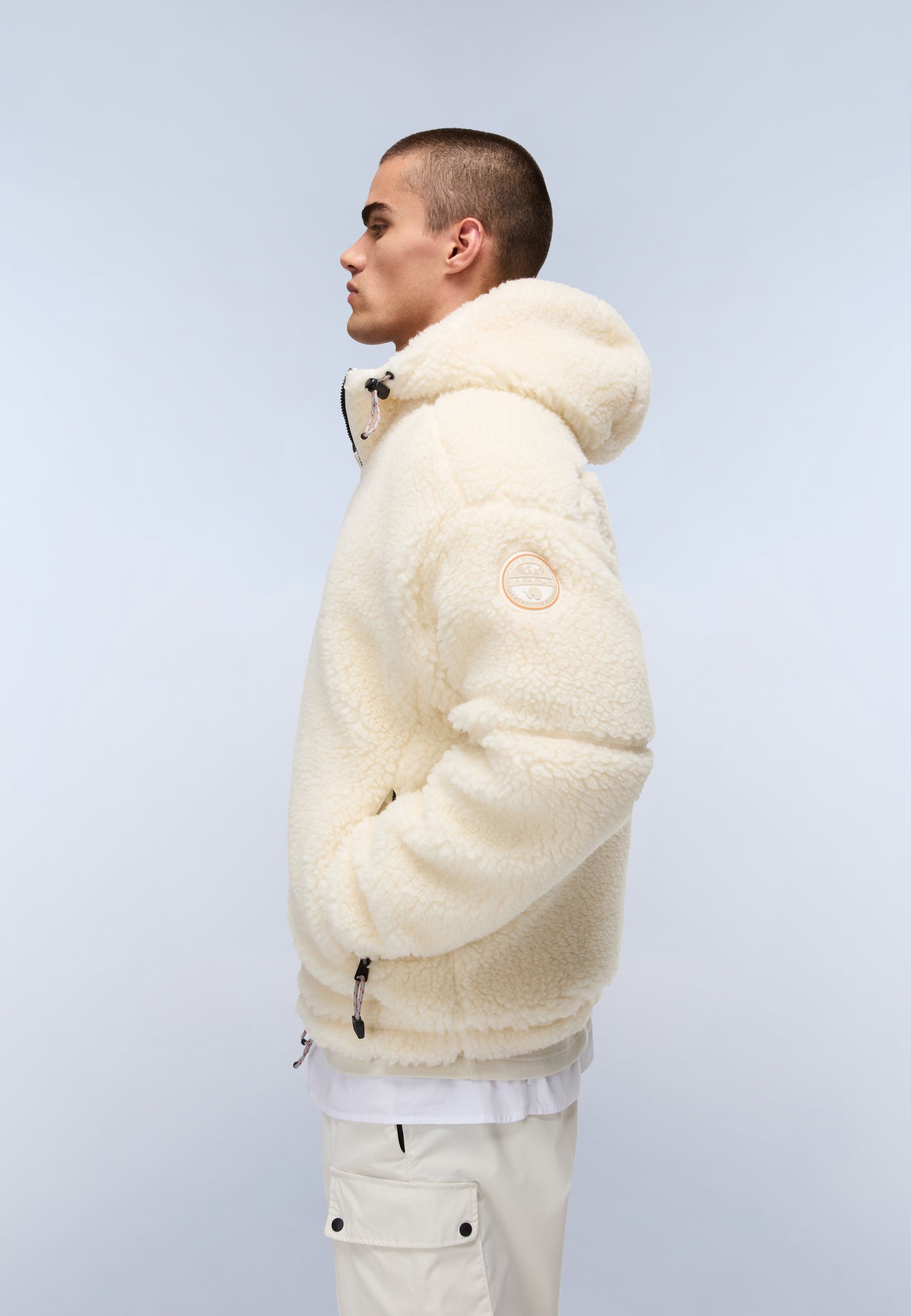 Fleecepullover mit Kapuze und Reißverschluss Tires Beige - 5