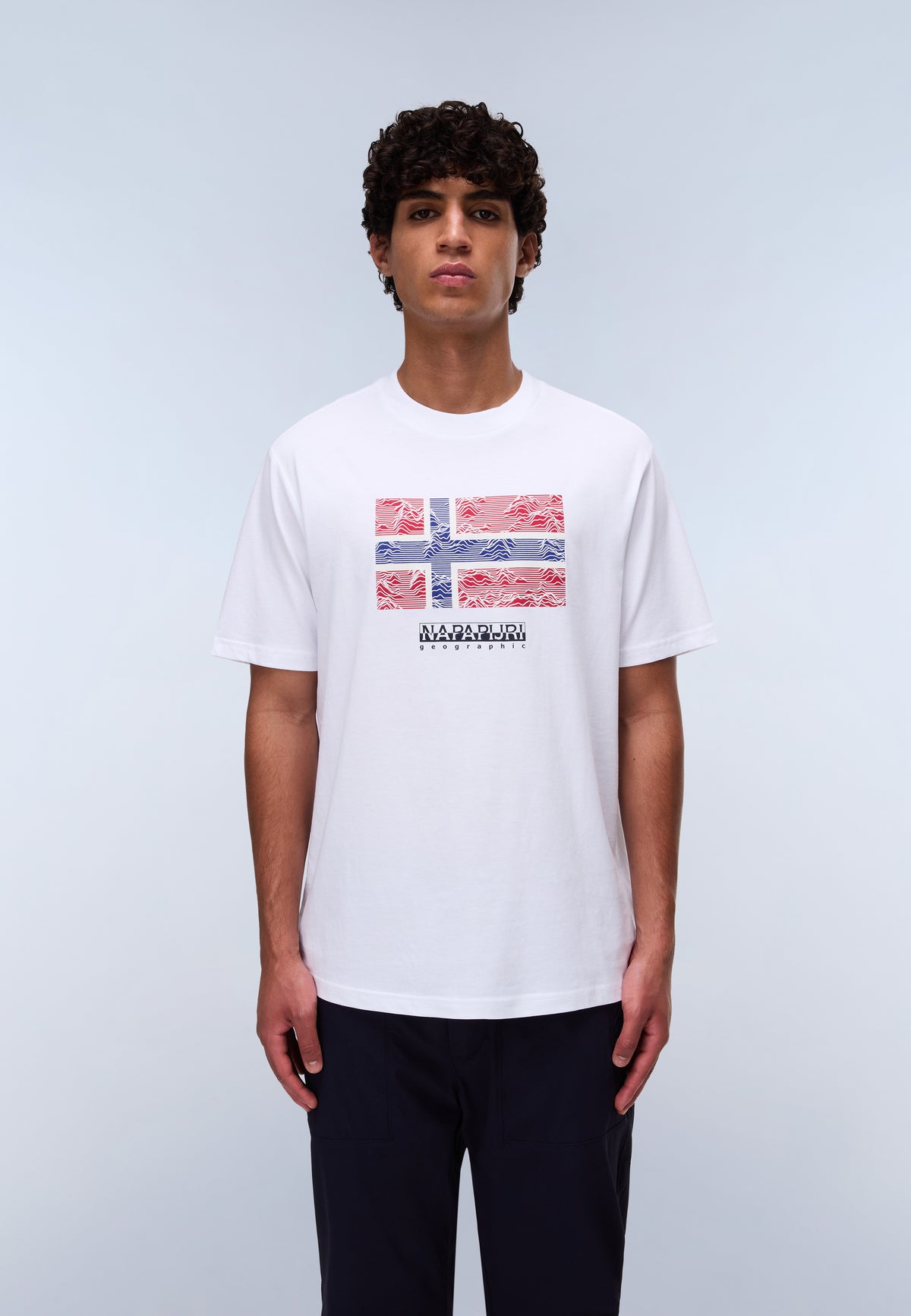 T-Shirt à Manches Courtes en Jersey Drapeau Blanc - 3