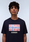 T-Shirt à Manches Courtes en Jersey Drapeau Dark Blue - 2