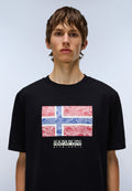 T-Shirt à Manches Courtes en Jersey Drapeau Noir - 2