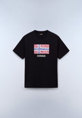 T-Shirt à Manches Courtes en Jersey Drapeau Noir - 1