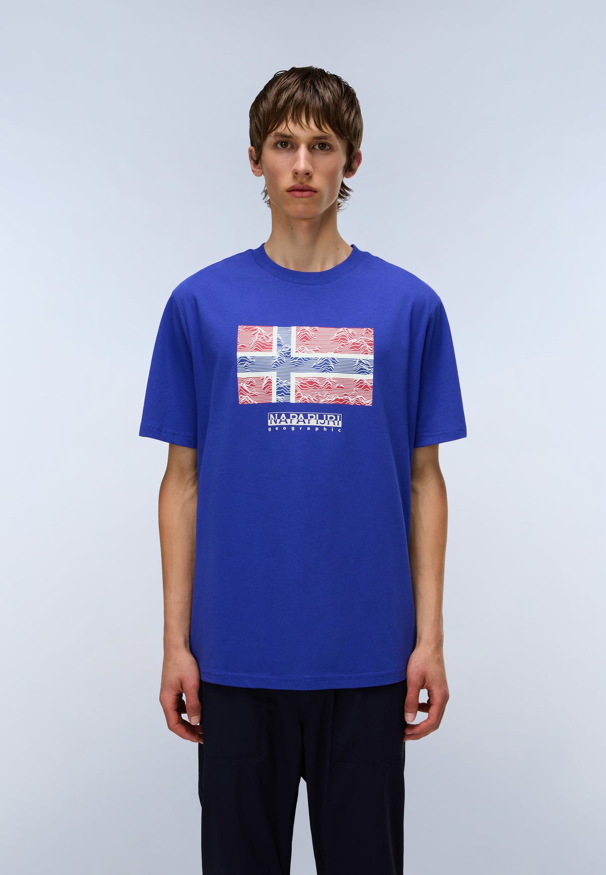 T-Shirt à Manches Courtes en Jersey Drapeau Royal Bleu - 3
