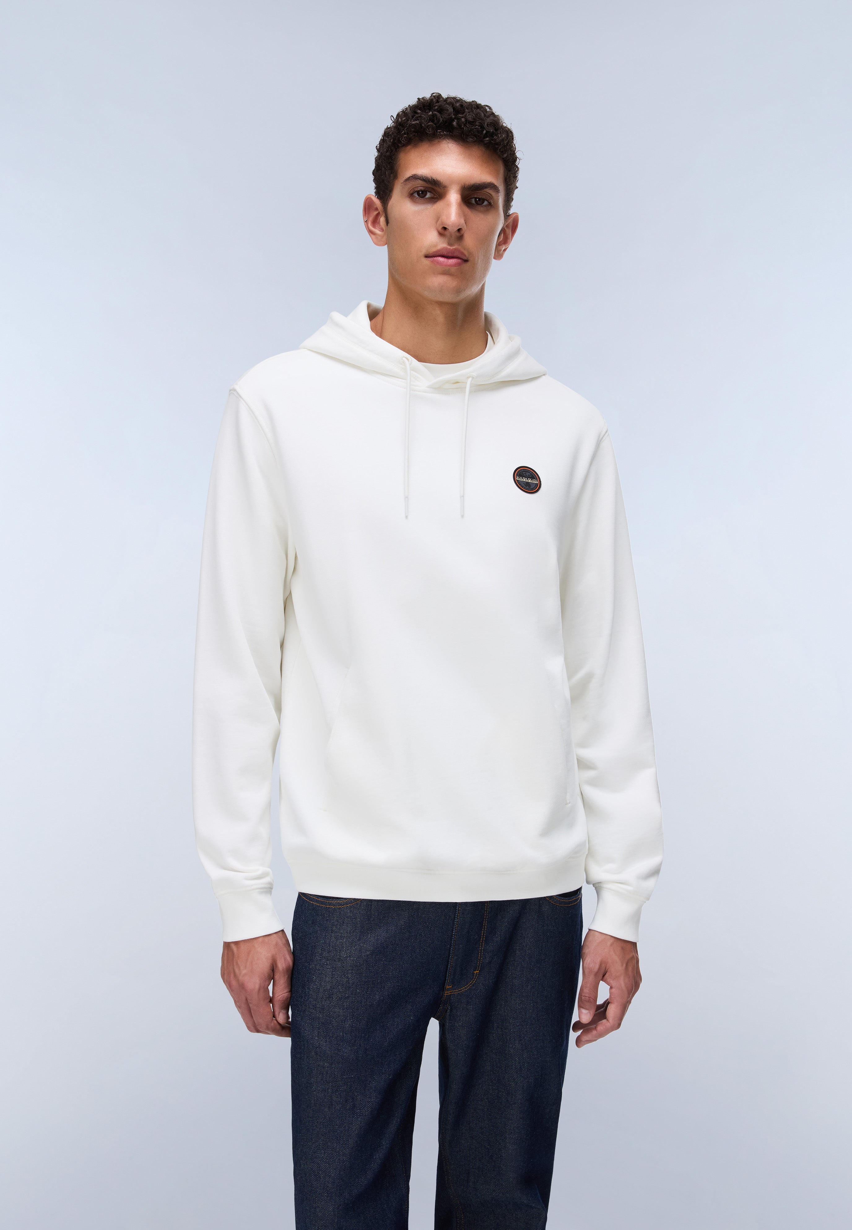 Napapijri Badge French Terry Hoodie Men White