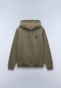 Badge French Terry Hoodie Green Tea Leaf - 1