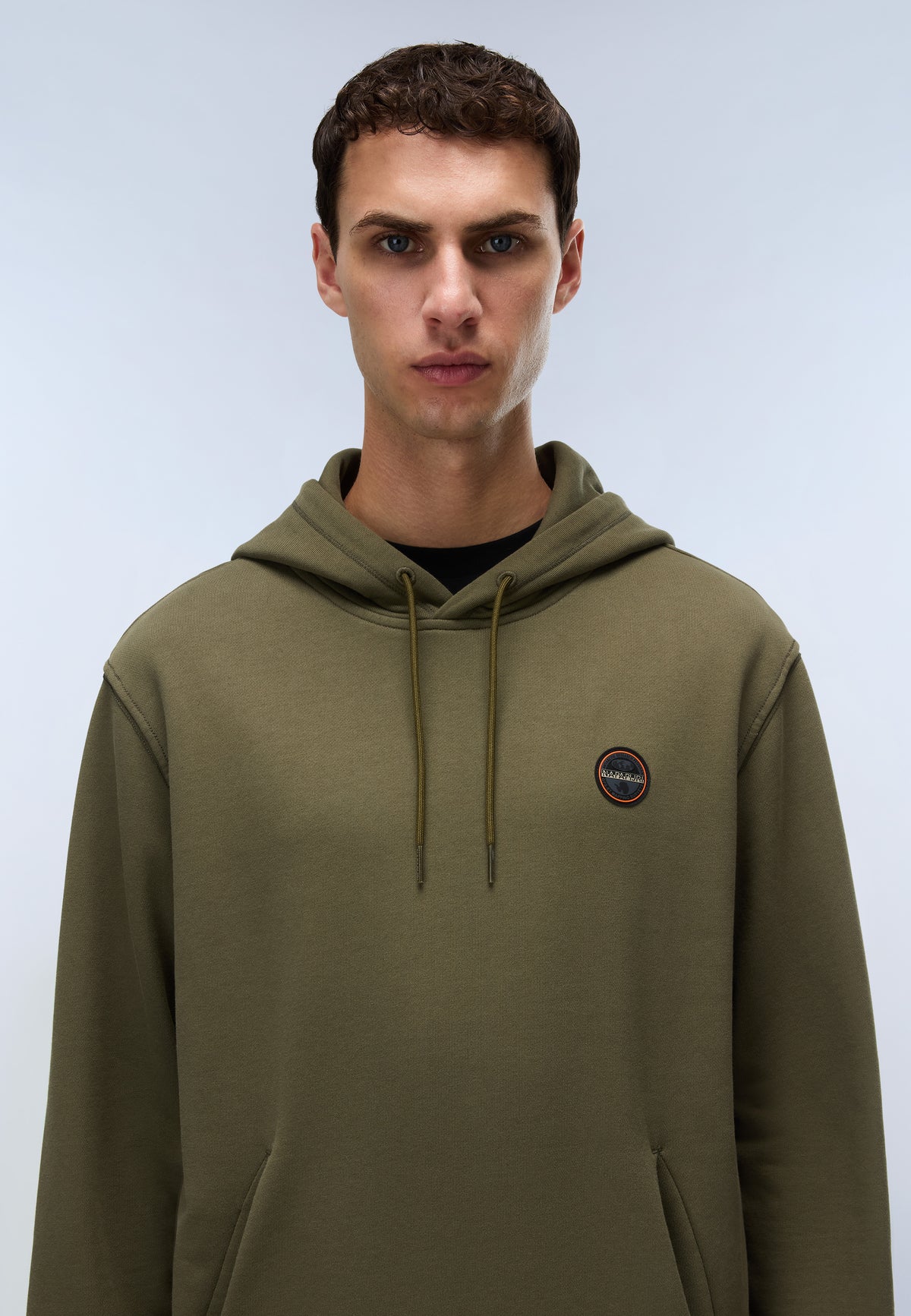 Napapijri Badge French Terry Hoodie Green Olive Night Men - 2