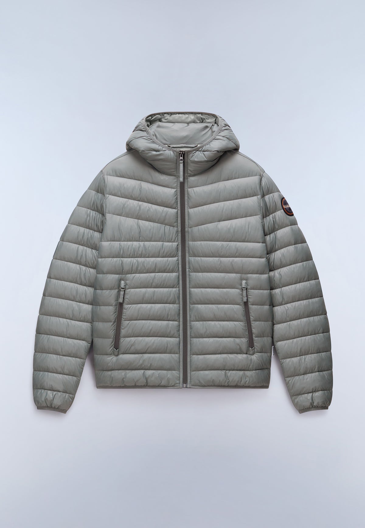 Amis Hooded Puffer Jacket Medium Grey Solid - 1