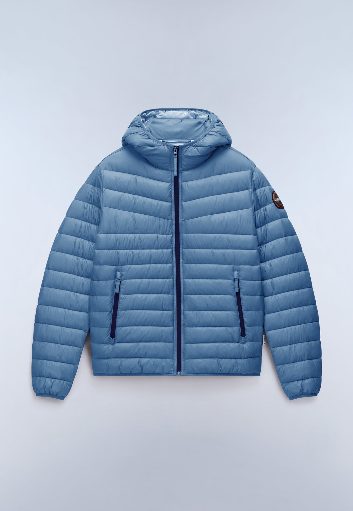 Amis Hooded Puffer Jacket Blue Ash - 1