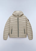 Amis Hooded Puffer Jacket Beige Silver - 1