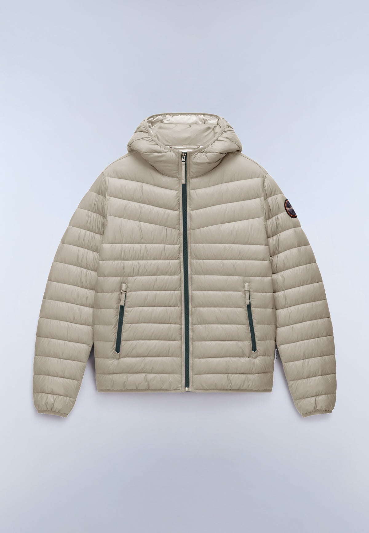 Amis Hooded Puffer Jacket Beige Silver - 1