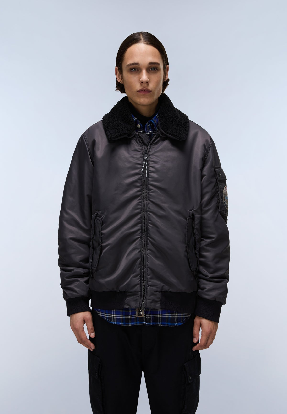 Nemes Micro Curly Bomber Jacket Black - 4