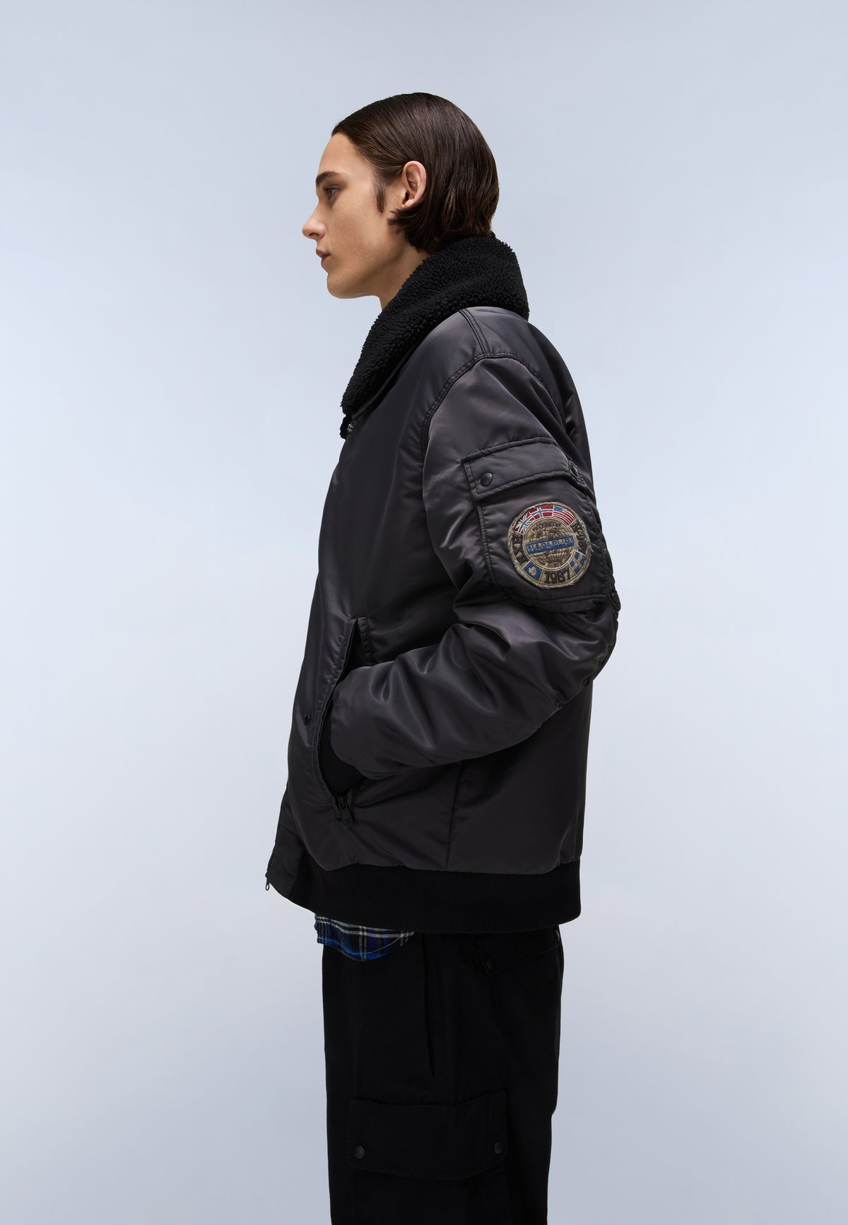 Nemes Micro Curly Bomber Jacket Black - 5