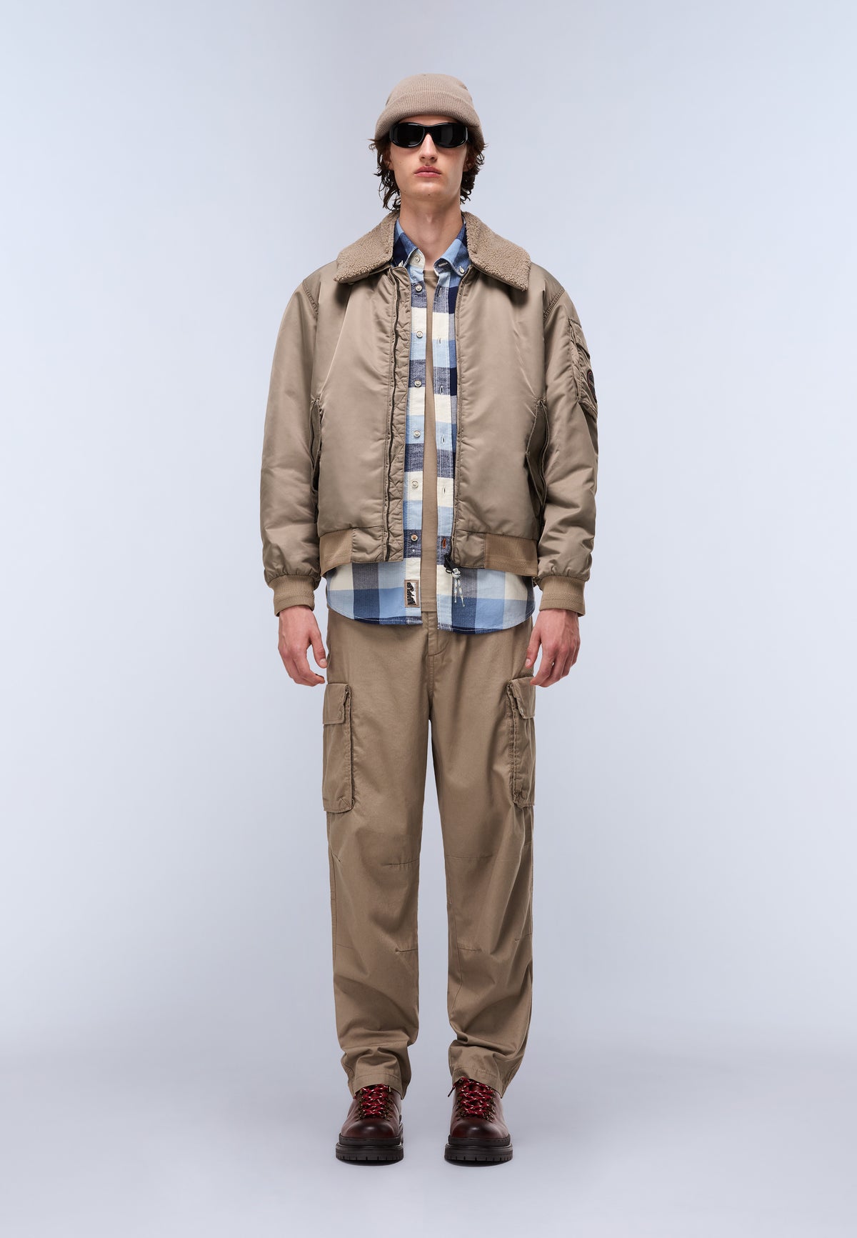 Giacca Bomber Nemes Micro Curly Beige - 3
