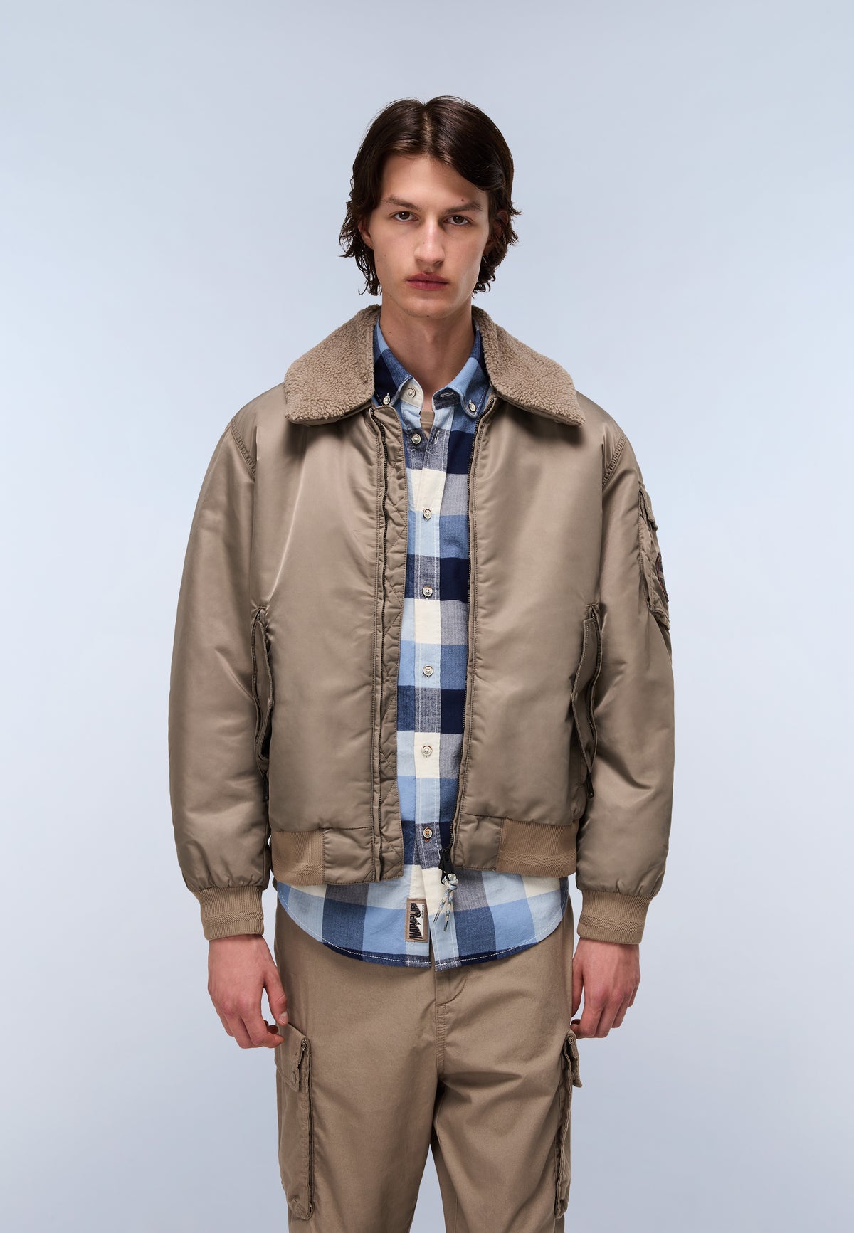 Giacca Bomber Nemes Micro Curly Beige - 8
