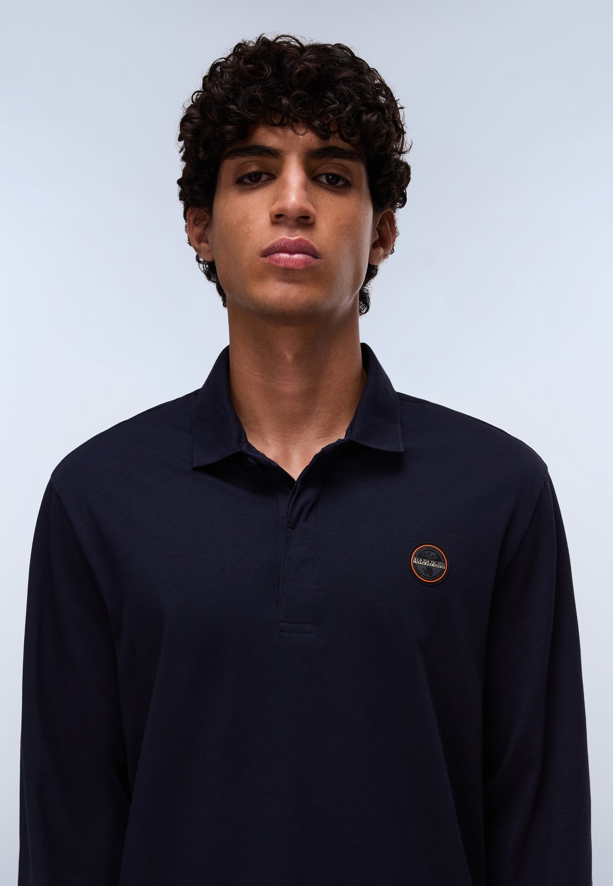 Polo a Maniche Lunghe Badge Jersey Blu Scuro - 2