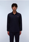 Polo a Maniche Lunghe Badge Jersey Blu Scuro - 3