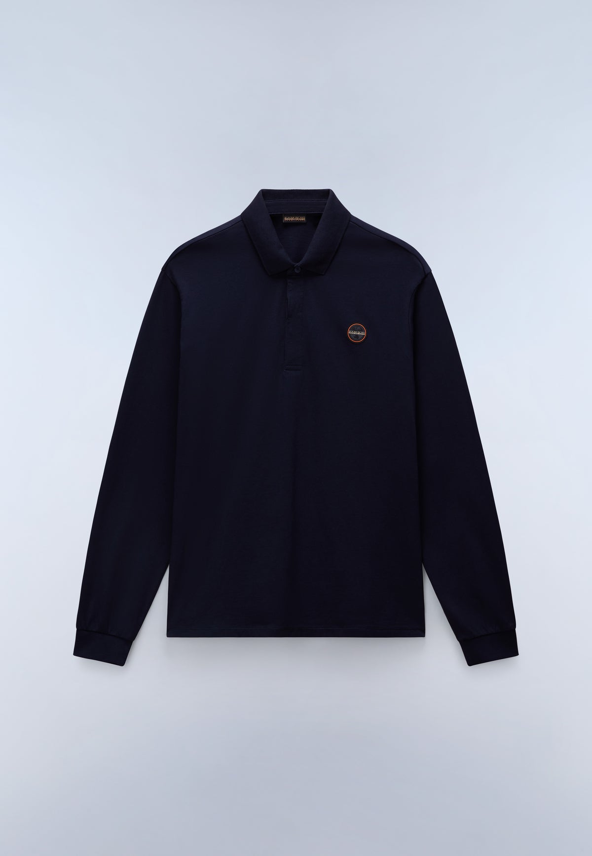 Polo a Maniche Lunghe Badge Jersey Blu Scuro - 1