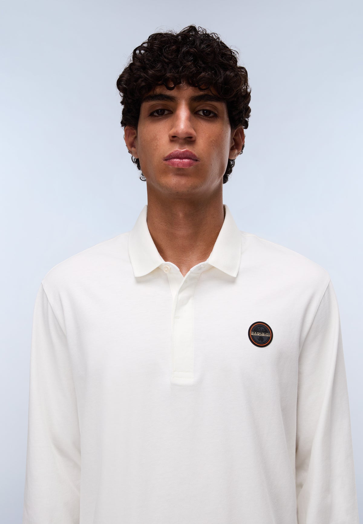Polo a Maniche Lunghe Badge Jersey Bianco - 2