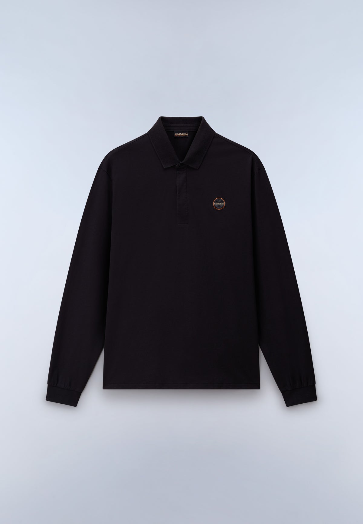 Polo a Maniche Lunghe Badge Jersey Nero - 1