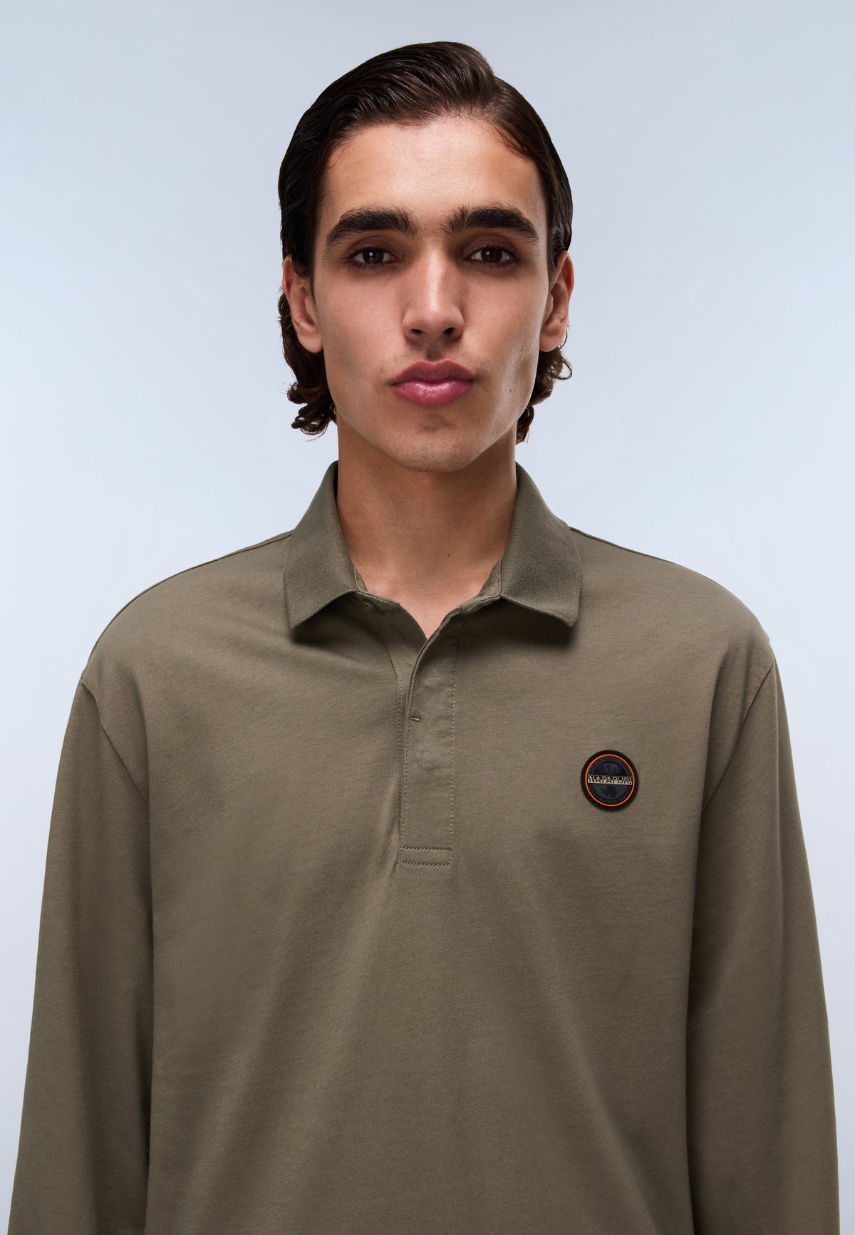 Polo a Maniche Lunghe Badge Jersey Verde Tea Leaf - 2