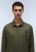 Napapijri Langärmeliges Jersey-Poloshirt Badge Grün Olive Night Herren - 2