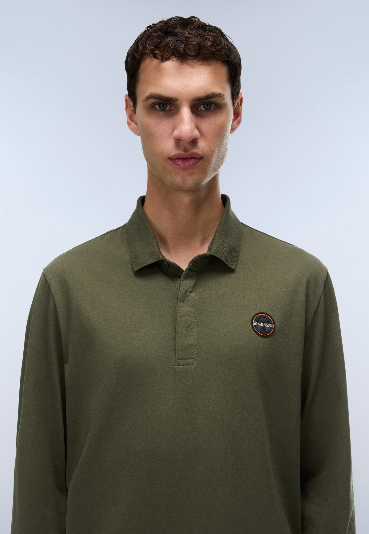 Napapijri Langärmeliges Jersey-Poloshirt Badge Grün Olive Night Herren - 2