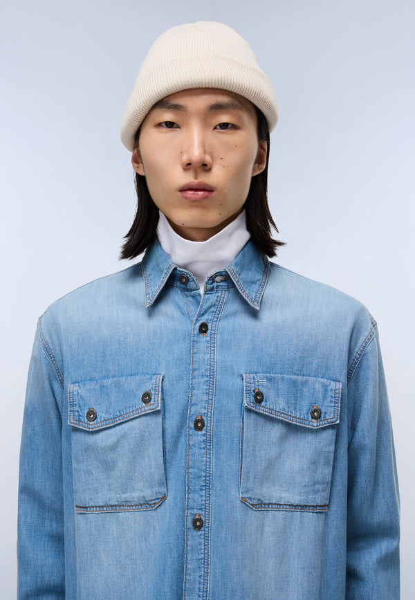 Kiene Denim Overhemd met Lange Mouwen Lichtblauw