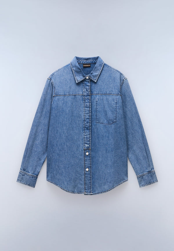 Cimonde Denim Overhemd met Lange Mouwen Lichtblauw