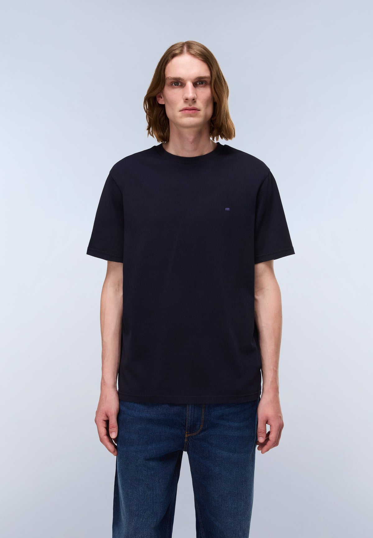 T-shirt a Maniche Corte Nedles in Jersey Blu Scuro - 3