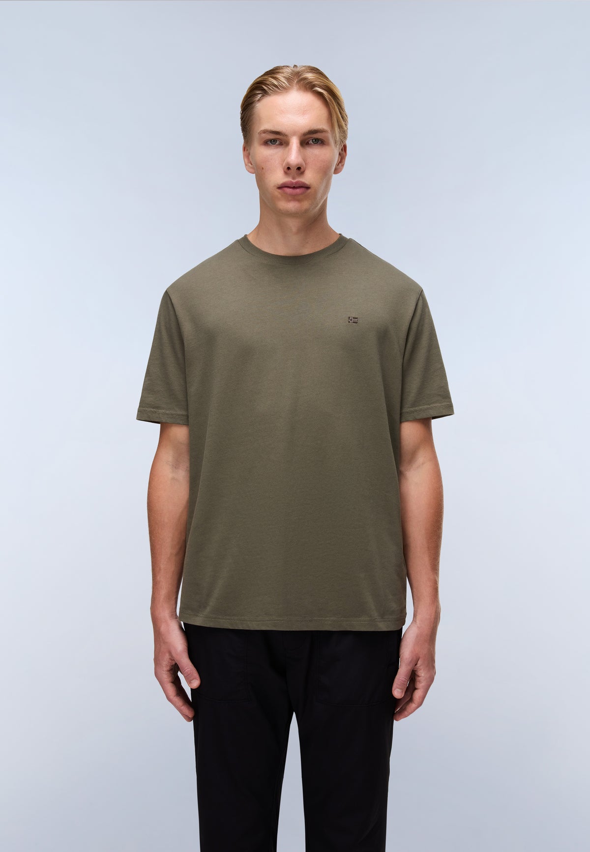 T-shirt a Maniche Corte Nedles in Jersey Verde Tea Leaf - 3