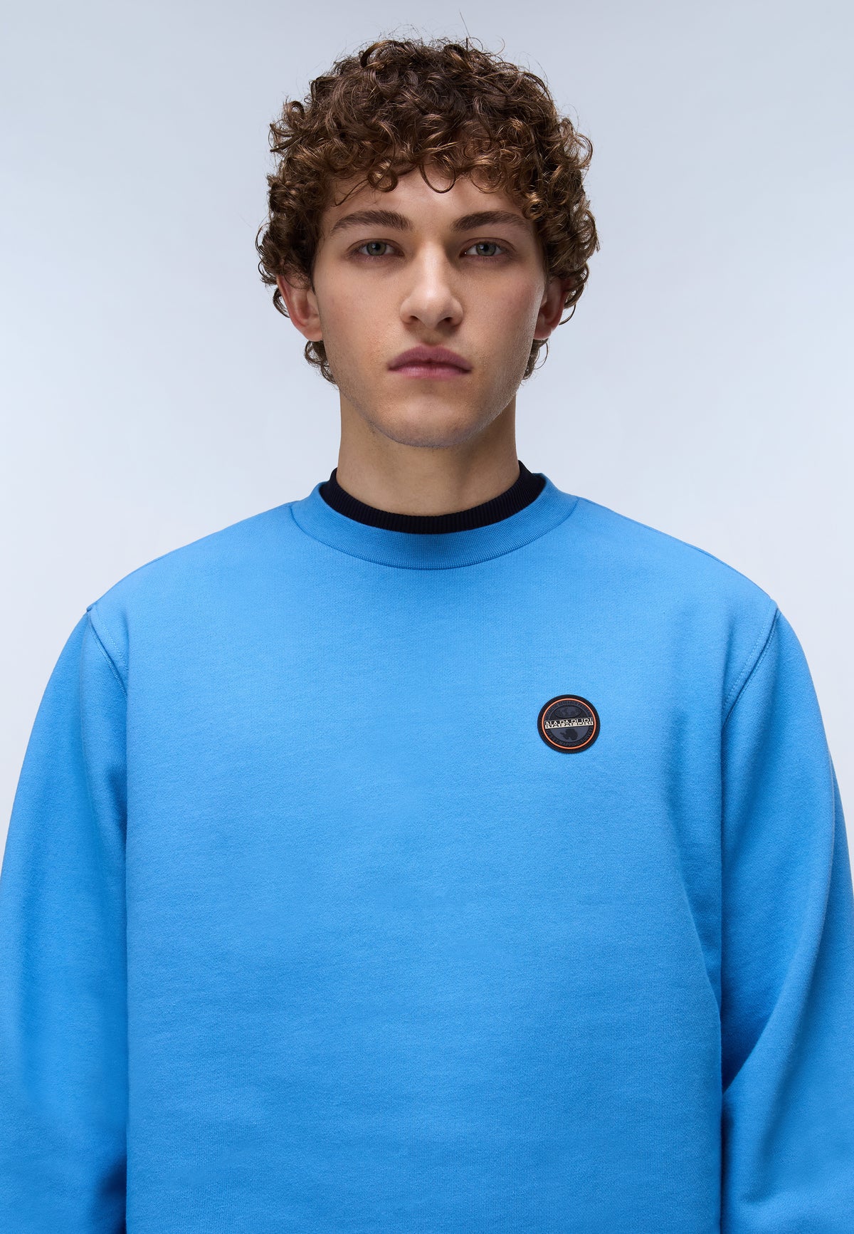 Felpa Badge in French Terry Azzurro - 2