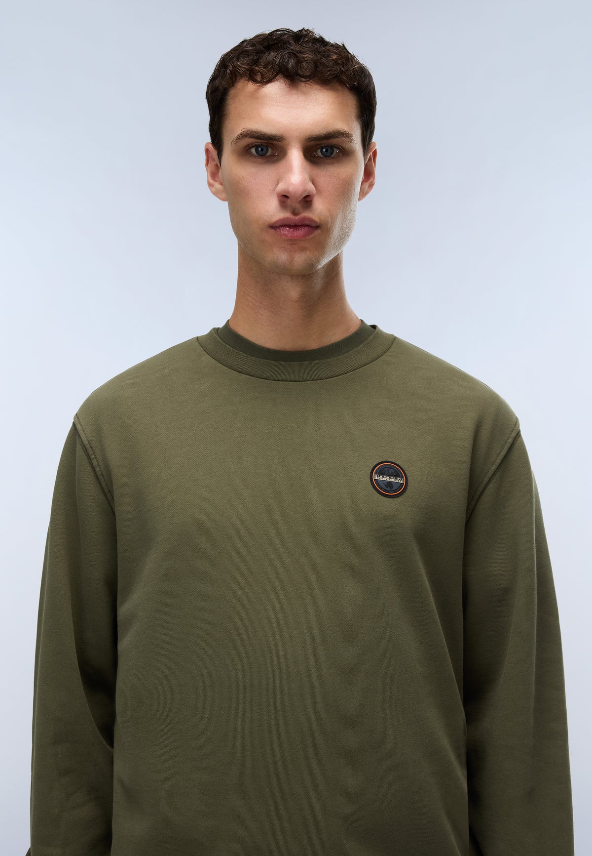 Napapijri Badge French Terry Sweatshirt Green Olive Night Men - 2