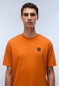 Napapijri Badge Jersey Short Sleeve T-Shirt Orange Gold Men - 2